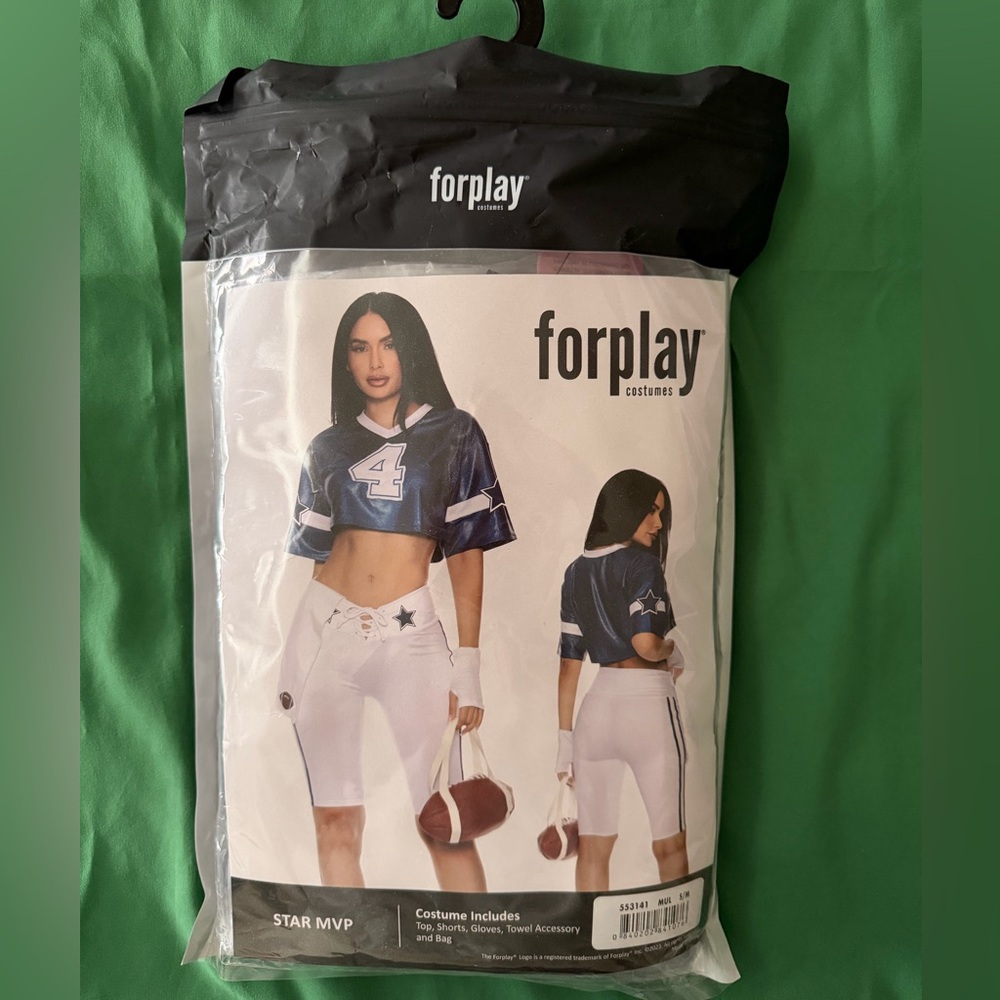 Forplay Navy & White Football-Inspired Crop Top and Biker Shorts Costume